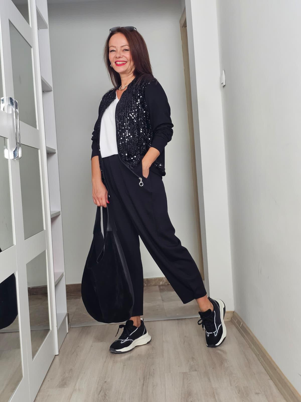 FELİX14049 Önü Payetli Siyah Ceket