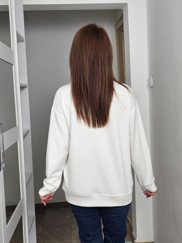 FELİX14094 Bisiklet Yaka Ekru Sweatshirt
