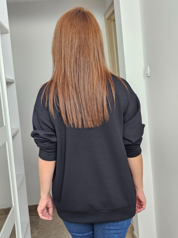 FELİX14096 Bisiklet Yaka Siyah Sweatshirt