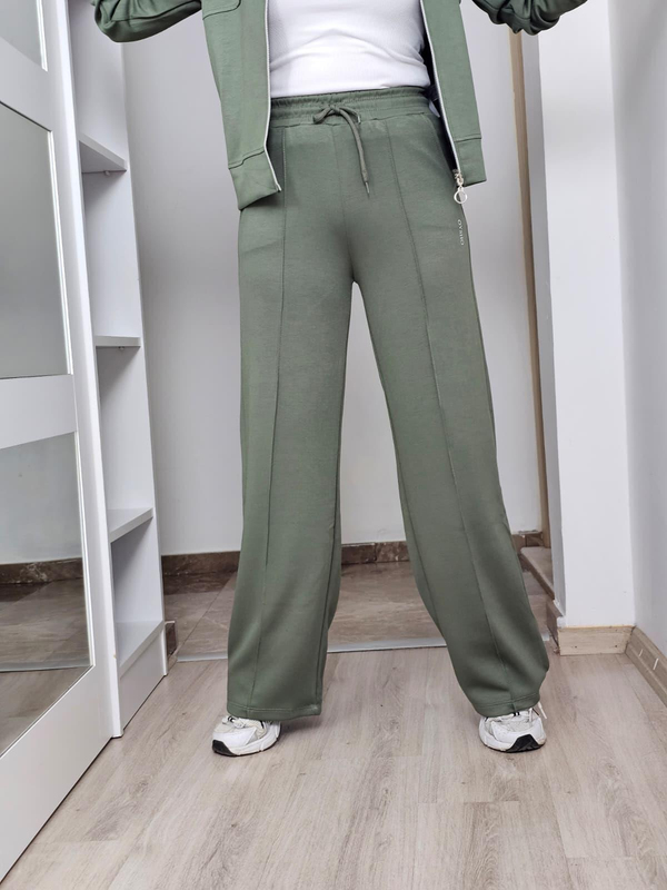 FELİX14108 Hakim Yaka Fermuarlı Haki Yeşil Modal Ceket-Pantolon Takım