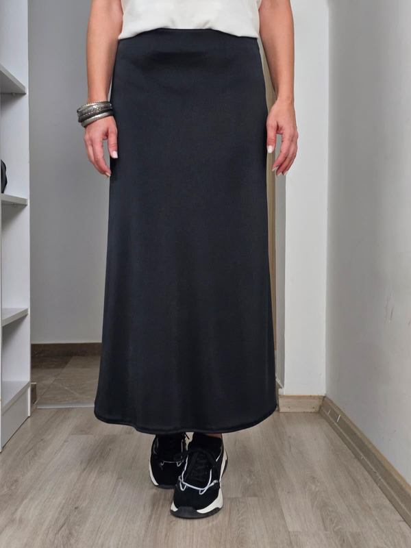 FELİX14164 Siyah Örme Saten Etek