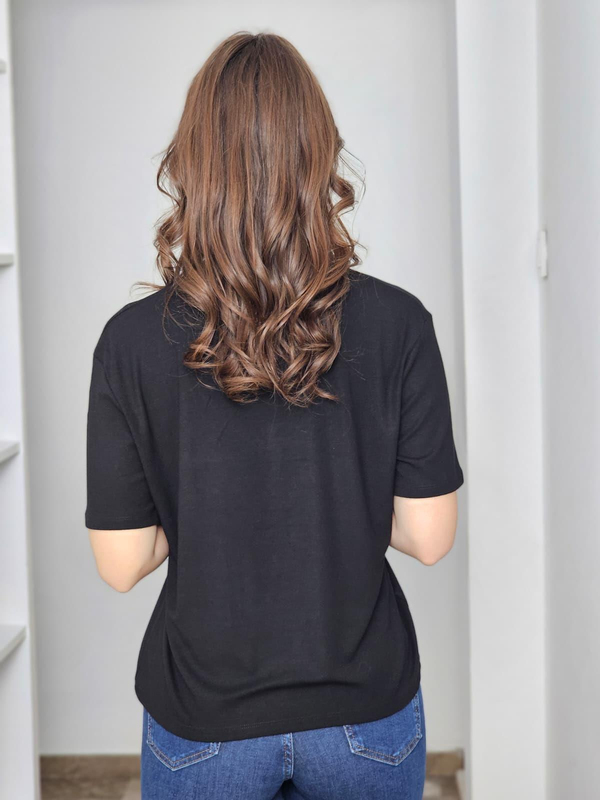 FELİX14167 Siyah V Yaka Basic Tişört