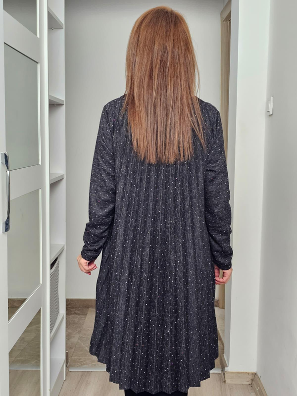 FELİX14302 Piliseli Taşlı Füme İthal Triko Elbise
