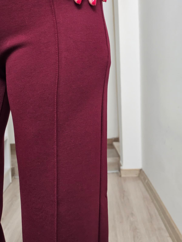 FELİX14478 Bel Lastikli Önden Biyeli Bol Paça Bordo Pantolon