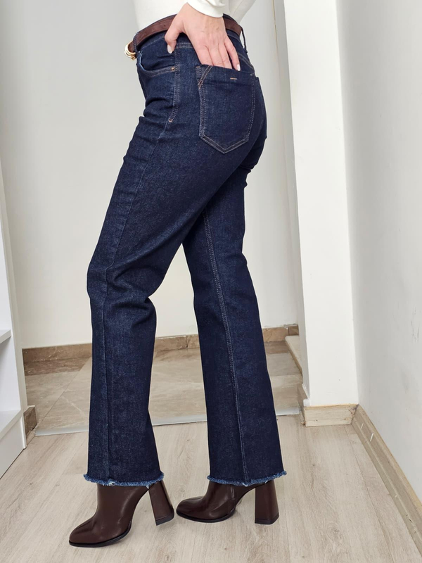 FELİX14584 Paça Püsküllü Koyu Lacivert Jean Pantolon