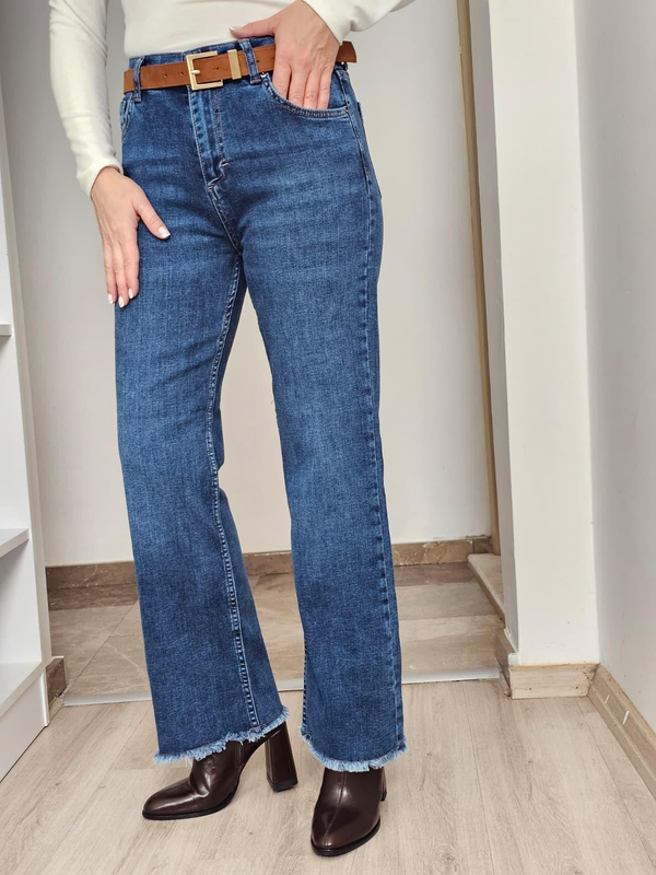 FELİX14585 Paça Püsküllü Mavi Jean Pantolon