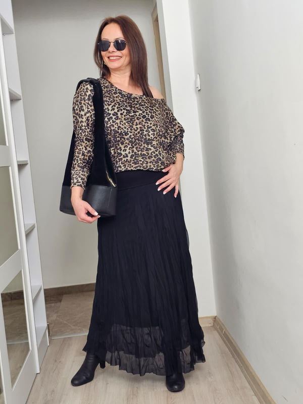FELİX14639 Leopar Simli Atlet Bluz Etekli Siyah Takım