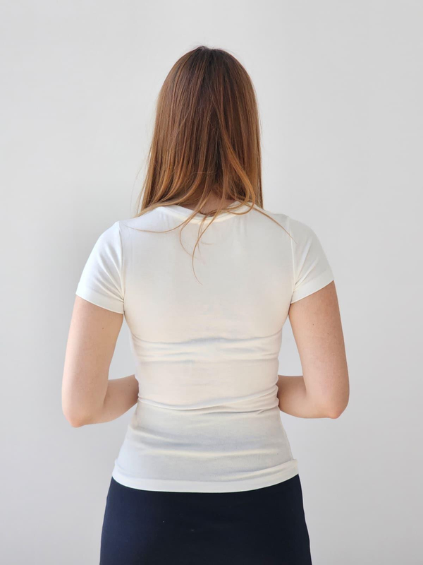 FELİX14786 Yuvarlak Yaka Kısa Kol Krem Body