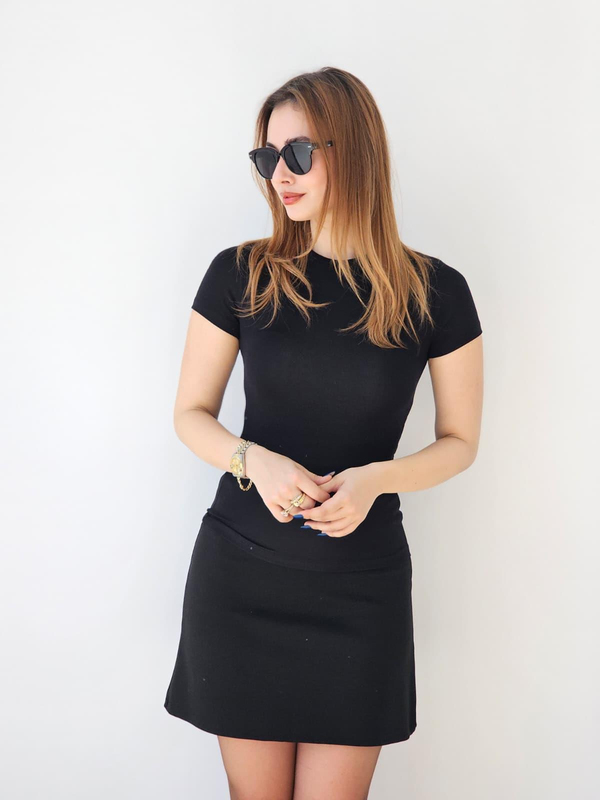 FELİX14787 Yuvarlak Yaka Kısa Kol Siyah Body