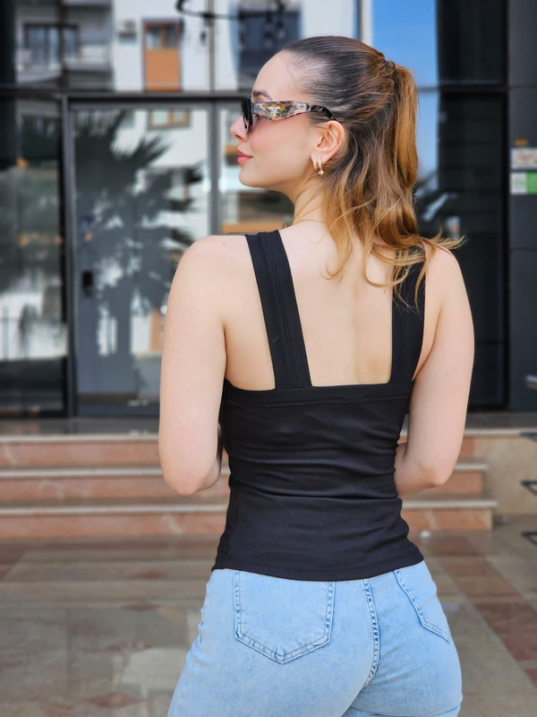 FELİX14793 Sırt Açık Siyah Kaşkorse Body