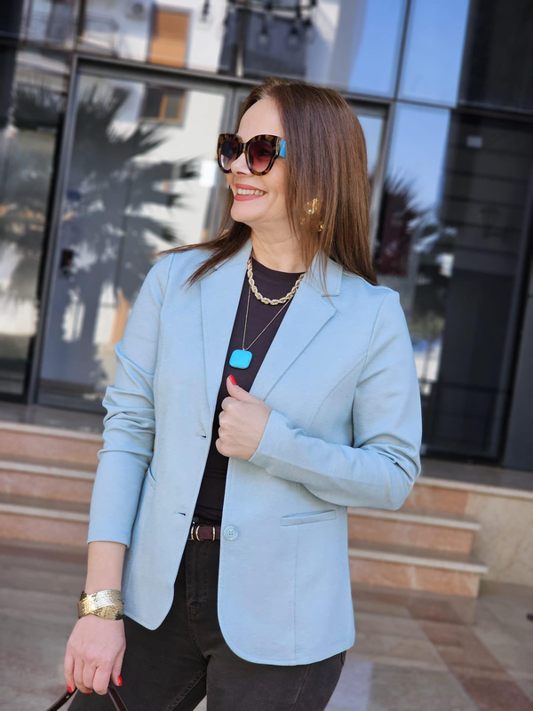FELİX14836 İki Düğmeli Mint Melanj Blazer Ceket