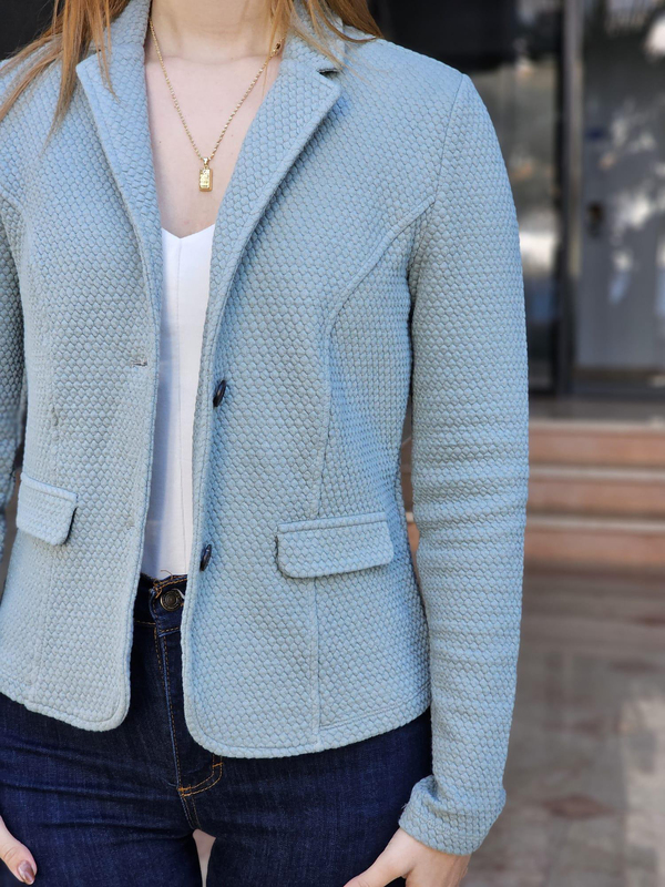 FELİX14840 Petek Doku Mint Yeşil Blazer Ceket 