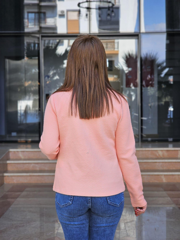 FELİX14841 Petek Doku Somon Rengi Blazer Ceket