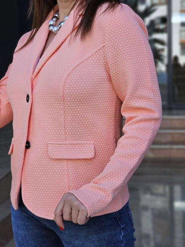 FELİX14841 Petek Doku Somon Rengi Blazer Ceket