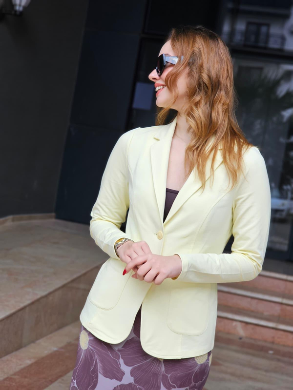FELİX14921 İki Düğmeli Sarı Blazer Ceket