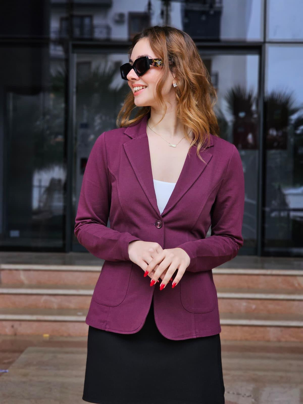FELİX14923 İki Düğmeli Bordo Blazer Ceket