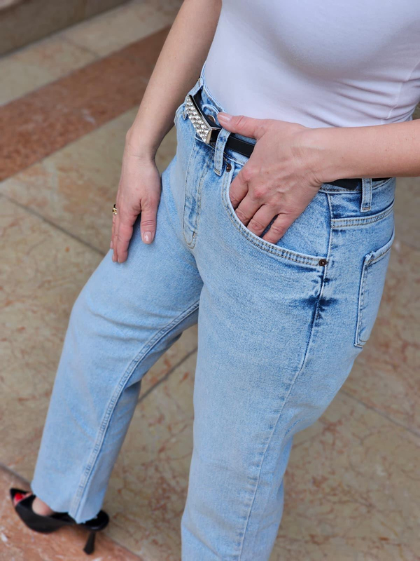 FELİX14942 Kesik Paça Boy Fit Kar Yıkma Mavi Jean Pantolon