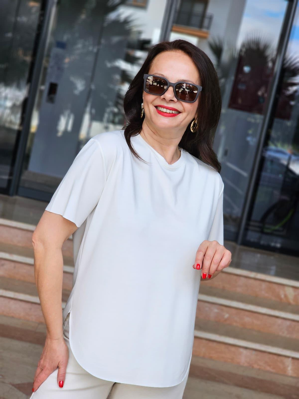 FELİX15044 Yuvarlak Yaka Modal Krem Tişört