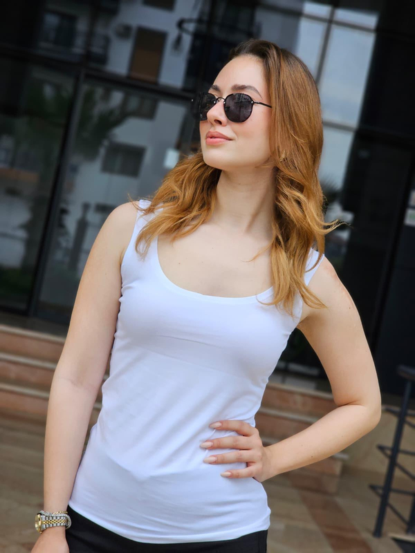 FELİX15089 Kalın Askılı Beyaz Penye Atlet