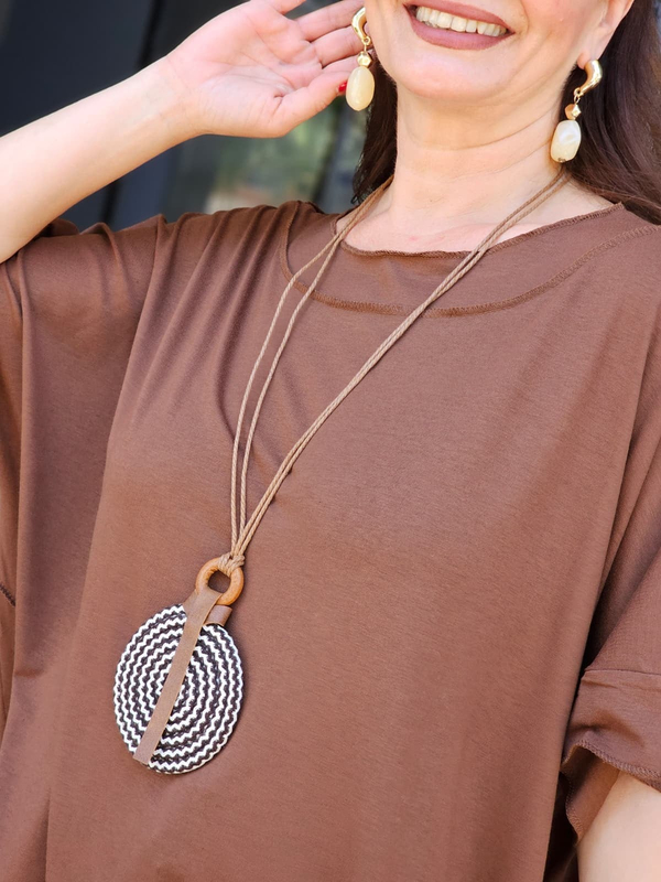 FELİX15301 Kahverengi Spiral Kolye