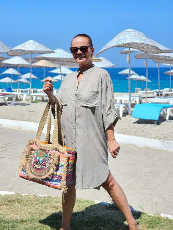 FELİX15484 Vizon İthal Gömlek Elbise Pareo