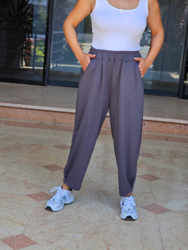 FELİX15504 Rahat Kalıp Modal Füme Şalvar Pantolon