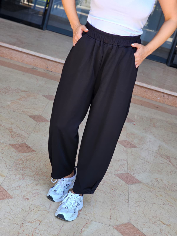 FELİX15509 Rahat Kalıp Modal Siyah Şalvar Pantolon