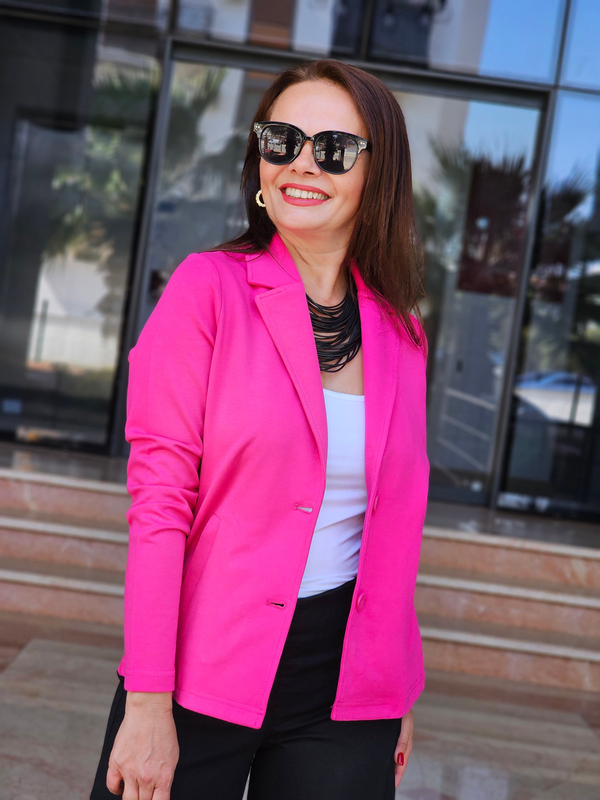 FELİX15550 Yandan Cepli İki Düğme Fuşya Cotton Blazer Ceket