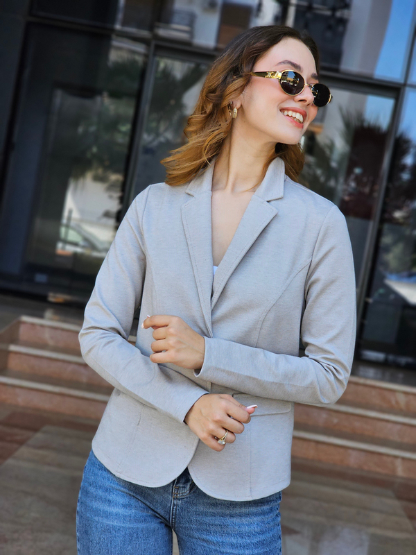 FELİX15553 İki Düğmeli Bej Melanj Blazer Ceket