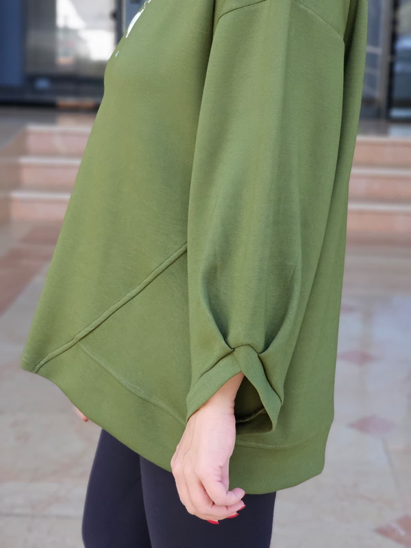 FELİX15606 Dirsek Kol Kolyeli Yeşil Sweatshirt