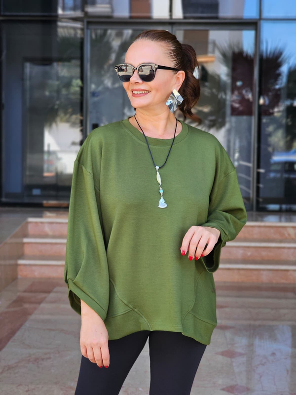 FELİX15606 Dirsek Kol Kolyeli Yeşil Sweatshirt