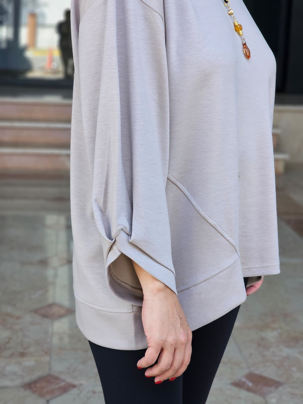 FELİX15608 Dirsek Kol Kolyeli Vizon Sweatshirt