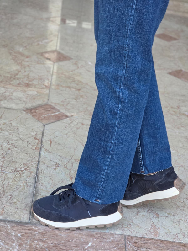 FELİX15629 Kesik Paça Kemerli Mavi Jean Pantolon