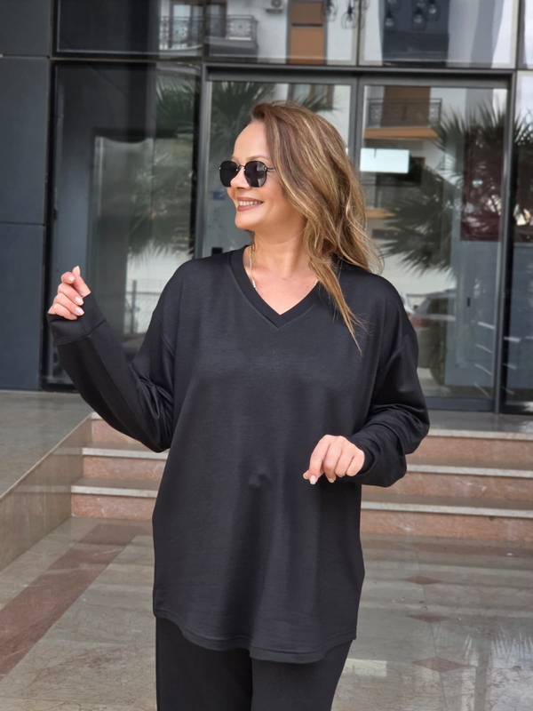 FELİX15663 V Yaka Basic Siyah  Takım