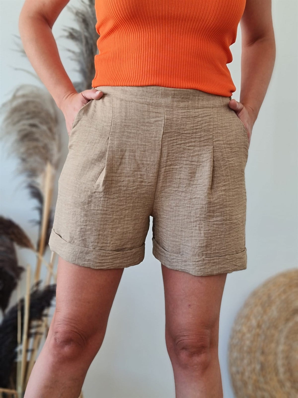 FELİX8671 Camel Keten Şort