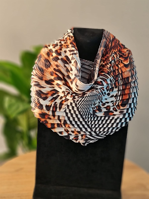 FELİX9246 Kahve Siyah Leopar Desenli Fular