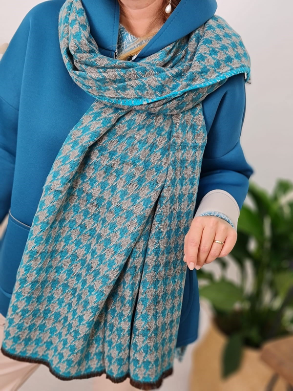 FELİX9279 Kazayağı Turkuaz Şal