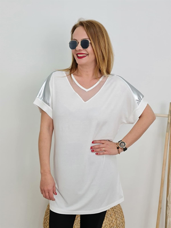 FELİX9962 Yaka Tül Detaylı Beyaz Bluz