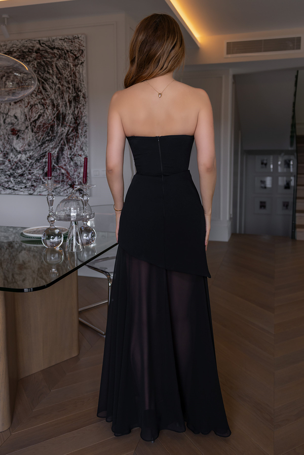 Fularlı Şifon Abiye - SİYAH