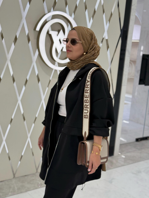 Velvet Modal Kapşonlu İkili Tesettür Takım Siyah