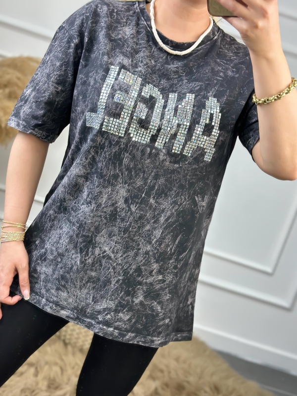 Angel Taşlı Yıkamalı Tshirt FÜME-23YUST000058
