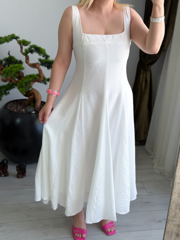 Askılı Şönili Tensel Elbise BEYAZ-23MeELB00037