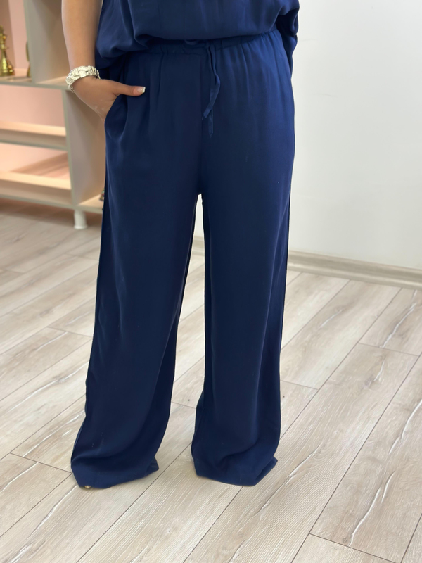 Beli Lastiki Salaş Pantolon LACİVERT-23YALT000062
