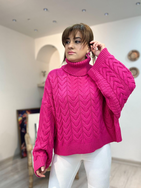 Boğazlı Örgü Yarasa Kol Kazak FUŞYA-23KUST000132