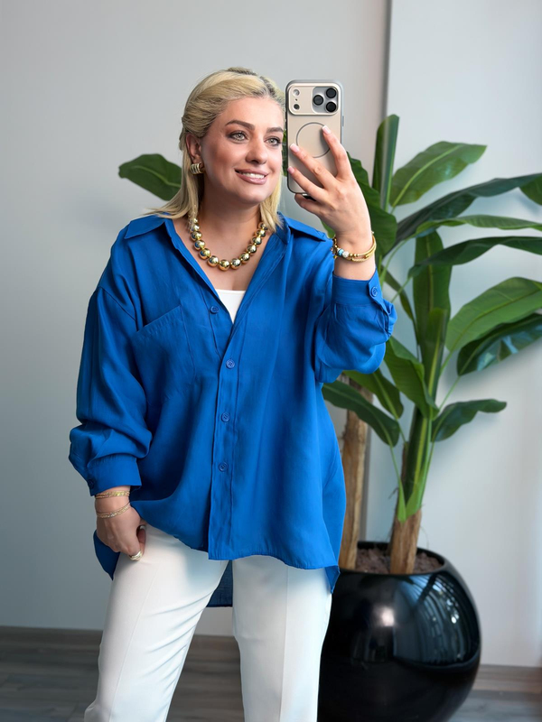Düşük Omuzlu Oversize Gömlek SAKS-23YUST000289