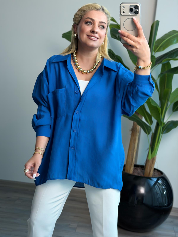Düşük Omuzlu Oversize Gömlek SAKS-23YUST000289