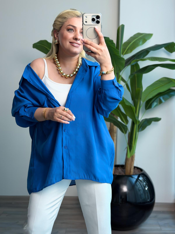 Düşük Omuzlu Oversize Gömlek SAKS-23YUST000289