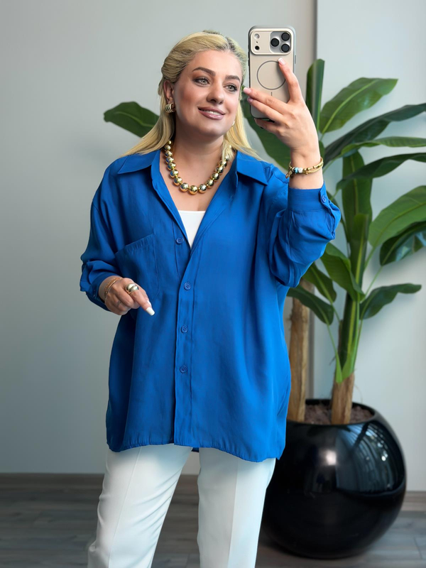 Düşük Omuzlu Oversize Gömlek SAKS-23YUST000289