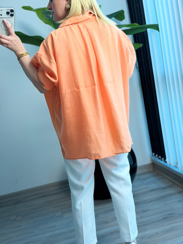 Düşük Omuzlu Oversize Gömlek TURUNCU-23YUST000289
