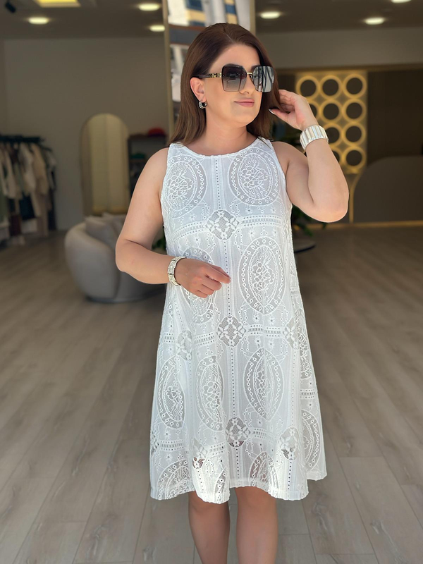 Fisto Detay Astarlı Elbise BEYAZ-23YELB000155